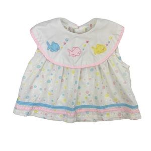 Vintage Cradle Togs Fish Swing Top Dress Polka Dot Bubbles Size 18 Mo